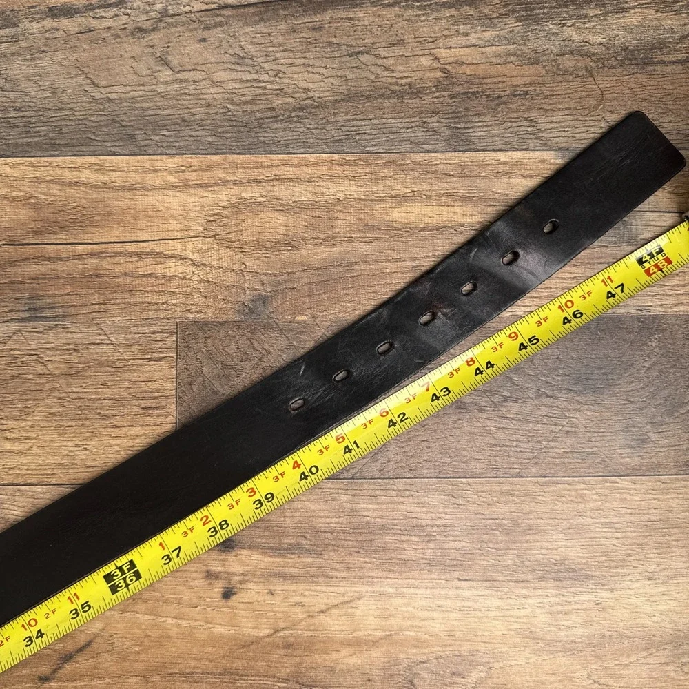 Rock & Republic Leather Belt Logo Rivet Buckle‎ Black Mens 44 Handcrafted